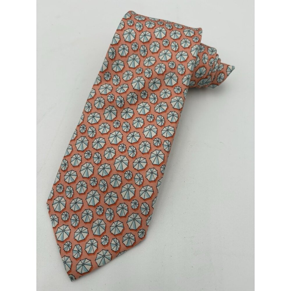 Vineyard Vines Men’s Necktie 100% Silk Green Beach Umbrella Resort Lounge XL 61"